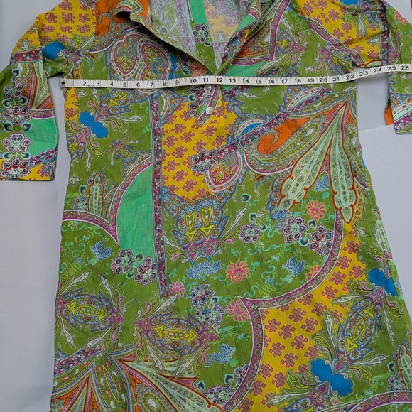 XL Jason Wu Aileen 3/4 Sleeve Linen Paisley Print Dress - Picture 8 of 14